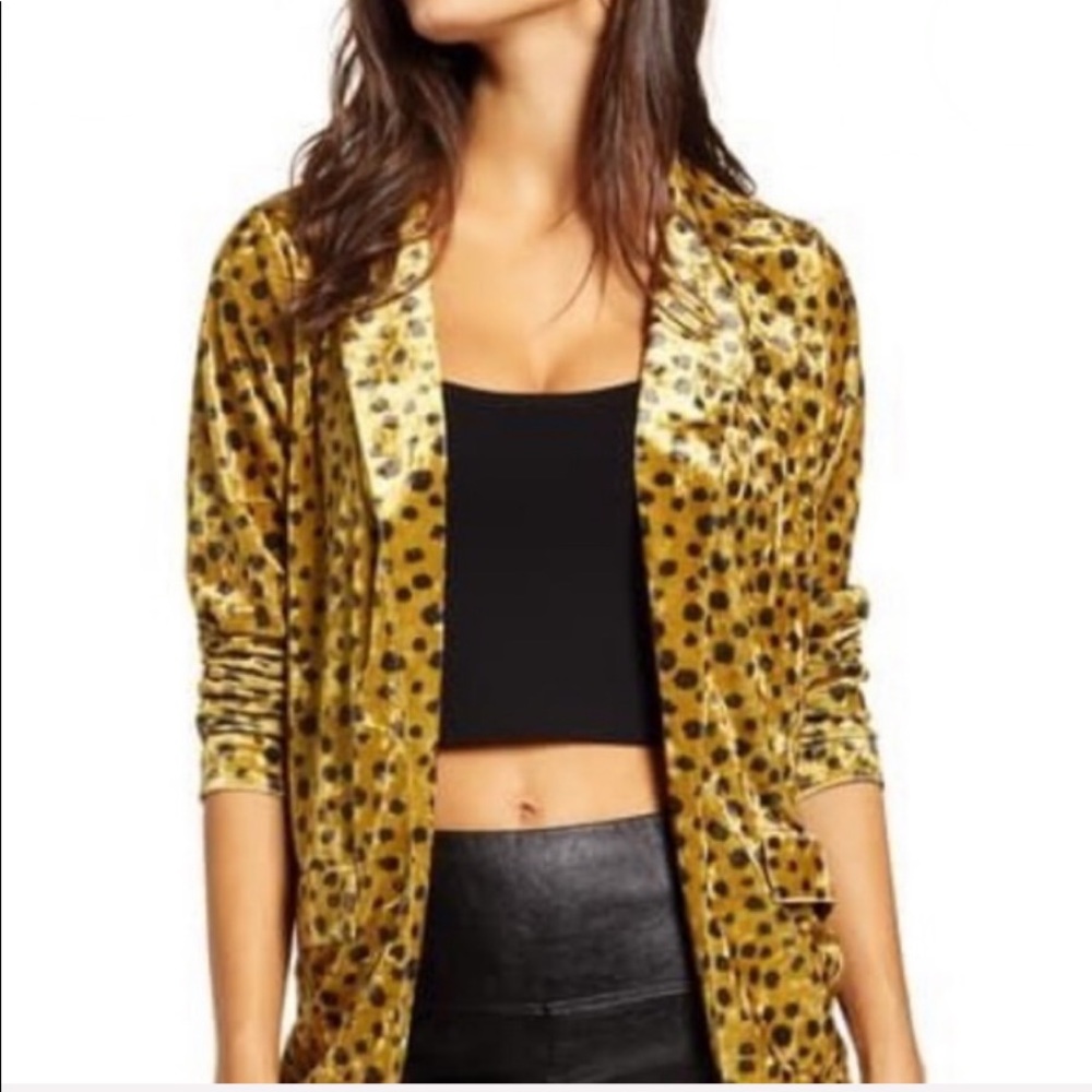 4SI3NNA Ansel Leopard Print Velour Jacket Size XS